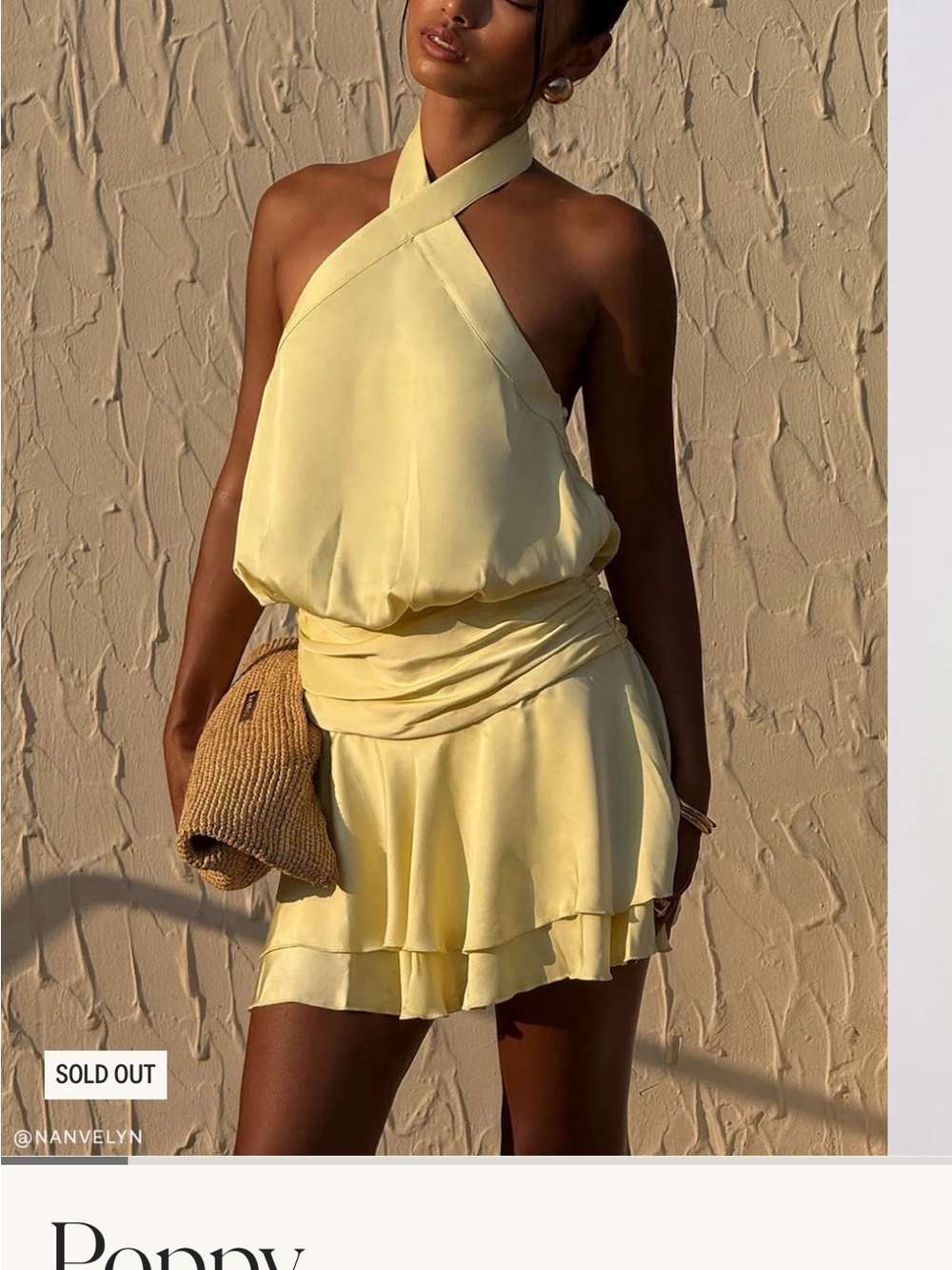 NWT Meshki - Poppy Halter Neck Yellow Satin Dress